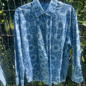 Alan Flusser Blue Floral Men's Dress Shirt